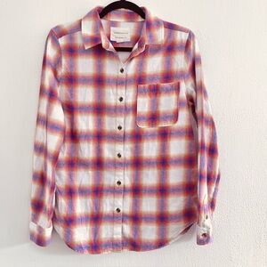 Aeropostale Boyfriend Flannel Multicolor Plaid Button Down Shirt women’s Small